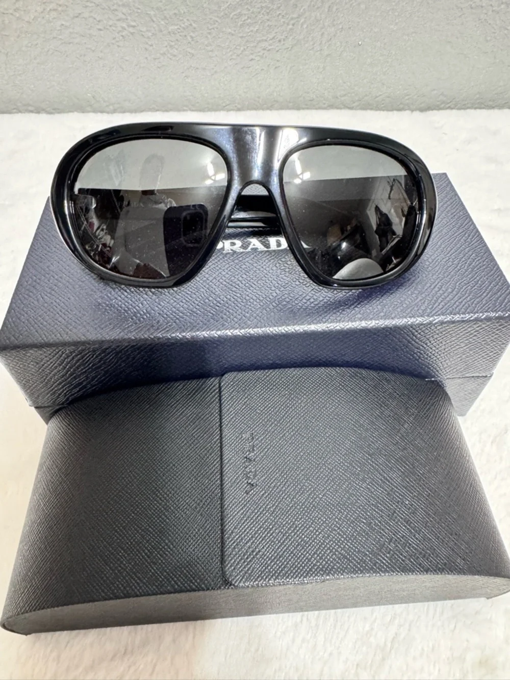 Prada Black Gloss Aviator Sunglasses - Picture 3 of 17